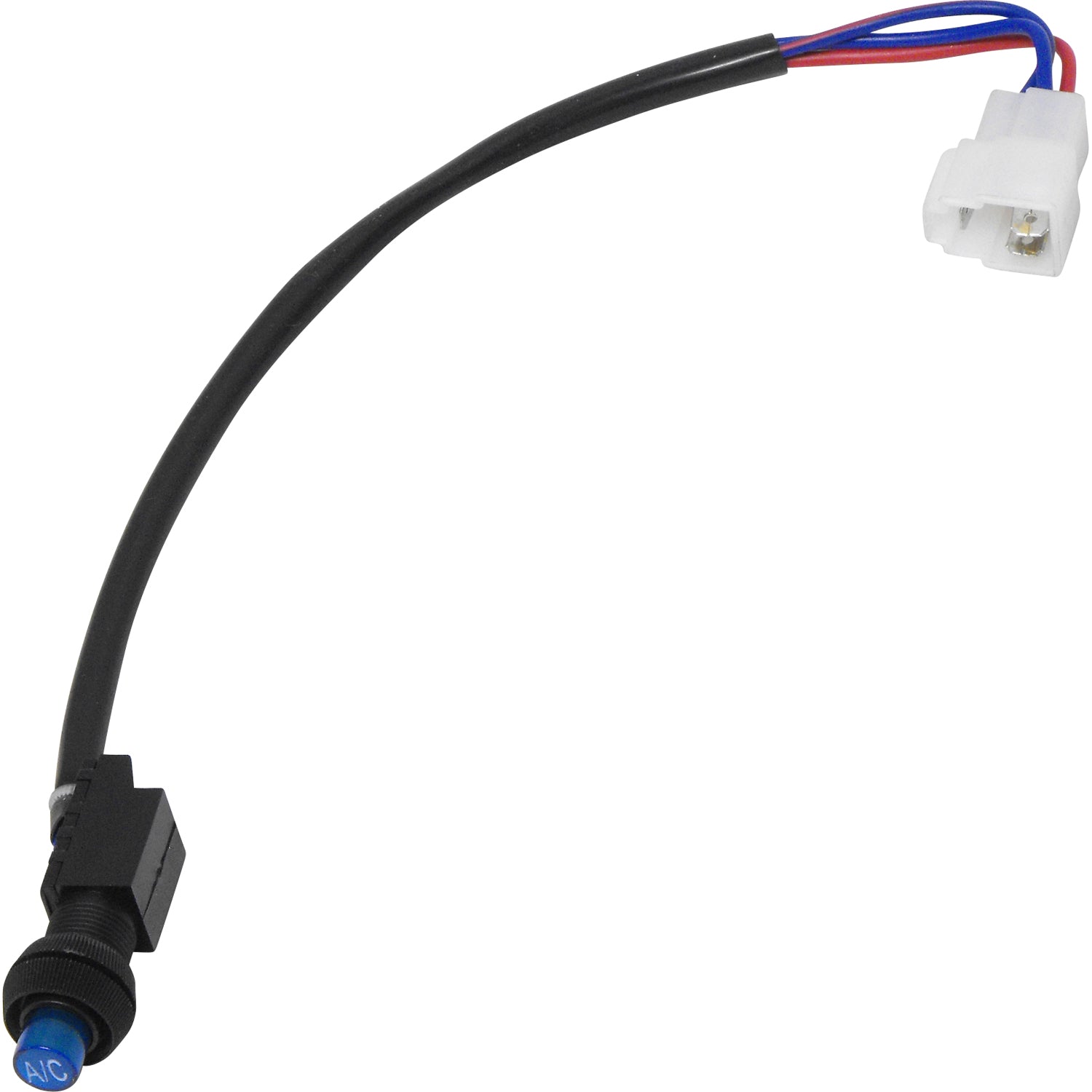 SWITCH UNIVERSAL  PLASTIC A/C Push Botton Switch  1 cable positivo, 1 cable negativo, 1 iluminación A/C