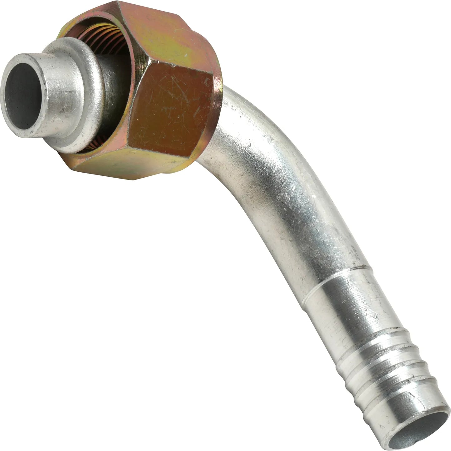 Aluminum 90º Female Oring Barb Fitting